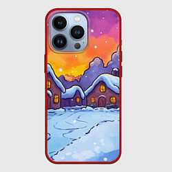 Чехол для iPhone 13 Pro Заснеженный новый год, цвет: 3D-красный