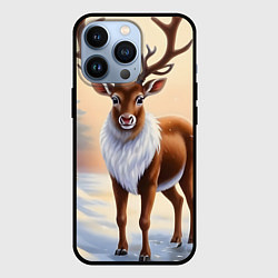 Чехол для iPhone 13 Pro Олень в зимнем лесу, цвет: 3D-черный