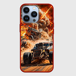 Чехол для iPhone 13 Pro Mad Max - explosion cars, цвет: 3D-красный