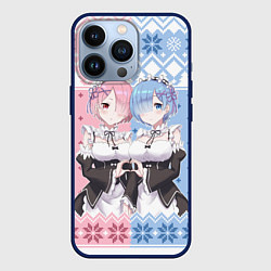 Чехол для iPhone 13 Pro Рем и Рам новогодний свитер, цвет: 3D-тёмно-синий