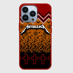 Чехол для iPhone 13 Pro Metallica christmas ugly sweater, цвет: 3D-красный