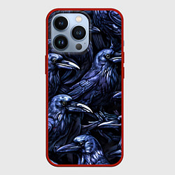 Чехол для iPhone 13 Pro Черные вороны, цвет: 3D-красный