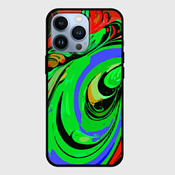 Чехол для iPhone 13 Pro Красно-зелёный узор, цвет: 3D-черный