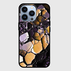 Чехол для iPhone 13 Pro Чёрно-жёлтый камень, цвет: 3D-черный