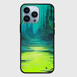 Чехол для iPhone 13 Pro Зелёная кислотная абстракция, цвет: 3D-черный