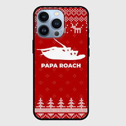 Чехол для iPhone 13 Pro Новогодний Papa Roach с оленями, цвет: 3D-черный