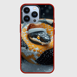 Чехол для iPhone 13 Pro Новогодняя большая змея, цвет: 3D-красный