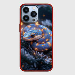 Чехол для iPhone 13 Pro Змея с искорками новогодними, цвет: 3D-красный