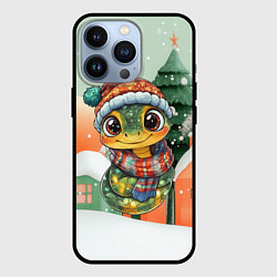 Чехол для iPhone 13 Pro Новогодняя змейка в шарфике, цвет: 3D-черный