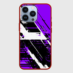 Чехол для iPhone 13 Pro Diagonal black and white stripes on a purple backg, цвет: 3D-красный