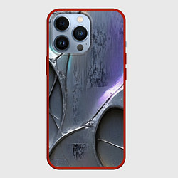 Чехол для iPhone 13 Pro Полированный серебряный металл, цвет: 3D-красный