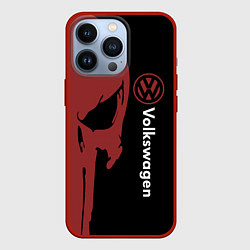 Чехол для iPhone 13 Pro Volkswagen и череп, цвет: 3D-красный