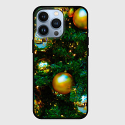 Чехол для iPhone 13 Pro Новогодние украшения на ветках, цвет: 3D-черный