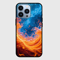 Чехол для iPhone 13 Pro Яркое пламя в воде, цвет: 3D-черный