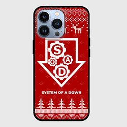 Чехол для iPhone 13 Pro Новогодний System of a Down с оленями, цвет: 3D-черный