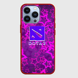 Чехол для iPhone 13 Pro Dota2 звёзды неон, цвет: 3D-красный