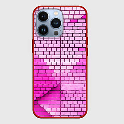 Чехол для iPhone 13 Pro Розовые кирпичики, цвет: 3D-красный
