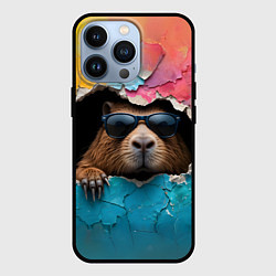Чехол для iPhone 13 Pro Капибара в стене, цвет: 3D-черный