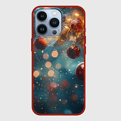 Чехол для iPhone 13 Pro Новый год боке стиль, цвет: 3D-красный