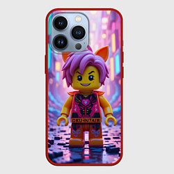 Чехол для iPhone 13 Pro Роблокс с фиолетовыми волосами, цвет: 3D-красный