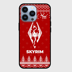 Чехол для iPhone 13 Pro Новогодний Skyrim с оленями, цвет: 3D-черный