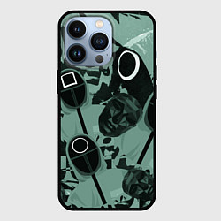 Чехол для iPhone 13 Pro Игра в кальмара маска ведущего и стражников, цвет: 3D-черный