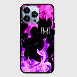 Чехол для iPhone 13 Pro Honda flame pink, цвет: 3D-черный