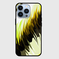 Чехол для iPhone 13 Pro Чёрно-жёлтые острые полосы на белом фоне, цвет: 3D-черный