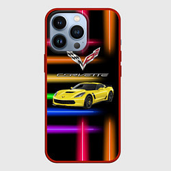 Чехол для iPhone 13 Pro Chevrolet Corvette - racing team, цвет: 3D-красный