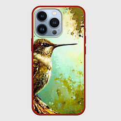 Чехол для iPhone 13 Pro Колибри птичка, цвет: 3D-красный