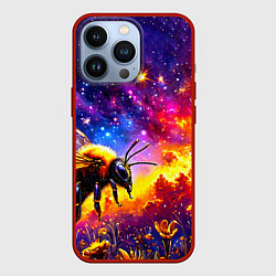 Чехол для iPhone 13 Pro Пчелка в космосе, цвет: 3D-красный