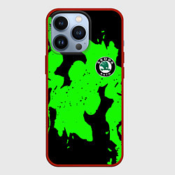 Чехол для iPhone 13 Pro Skoda flame steel, цвет: 3D-красный