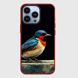 Чехол для iPhone 13 Pro Ласточка, цвет: 3D-красный