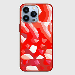 Чехол для iPhone 13 Pro Красно-белая пористая абстракция, цвет: 3D-красный