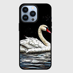 Чехол для iPhone 13 Pro Белый лебедь ночью, цвет: 3D-черный