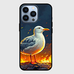 Чехол для iPhone 13 Pro Чайка в огне, цвет: 3D-черный