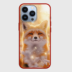 Чехол для iPhone 13 Pro Лисица и блестящий снег, цвет: 3D-красный