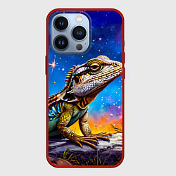 Чехол для iPhone 13 Pro Ящерица в космосе, цвет: 3D-красный