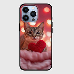 Чехол для iPhone 13 Pro Котик с сердечком, цвет: 3D-черный