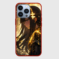 Чехол для iPhone 13 Pro Грустная девушка воин, цвет: 3D-красный