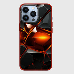 Чехол для iPhone 13 Pro Красные стекла и черные камни - текстура, цвет: 3D-красный
