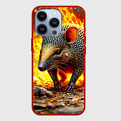 Чехол для iPhone 13 Pro Броненосец в огне, цвет: 3D-красный