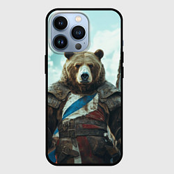 Чехол для iPhone 13 Pro Медведь русский воин, цвет: 3D-черный