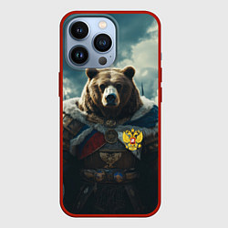 Чехол для iPhone 13 Pro Воин русский медведь, цвет: 3D-красный