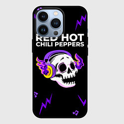 Чехол для iPhone 13 Pro Red Hot Chili Peppers неоновый череп, цвет: 3D-черный