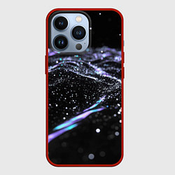 Чехол для iPhone 13 Pro Блестящая черная текстура, цвет: 3D-красный