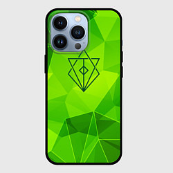 Чехол для iPhone 13 Pro In Flames green poly, цвет: 3D-черный