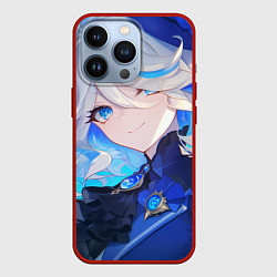 Чехол для iPhone 13 Pro Genshin Impact Furina лёгкая улыбка на фоне неба, цвет: 3D-красный