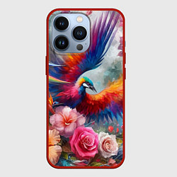 Чехол для iPhone 13 Pro Тропическая птица, цвет: 3D-красный