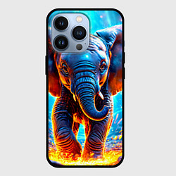 Чехол для iPhone 13 Pro Слон и искры под ногами, цвет: 3D-черный